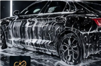 Black vehicle covered in detailing foam